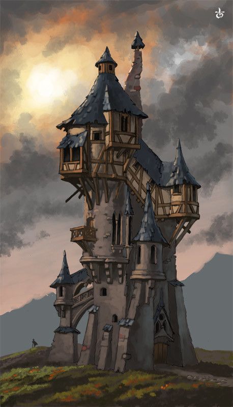 tover, Alexey Astankov on ArtStation at https://www.artstation.com/artwork/rzdzG Mountain Tower Fantasy Art, Mage Tower Concept Art, Fantasy Buildings Art, Medieval Building Concept Art, Fantasy Tower Concept Art, Fantasy Building Concept Art, Building Concept Art, Mage Tower, Fantasy Tower