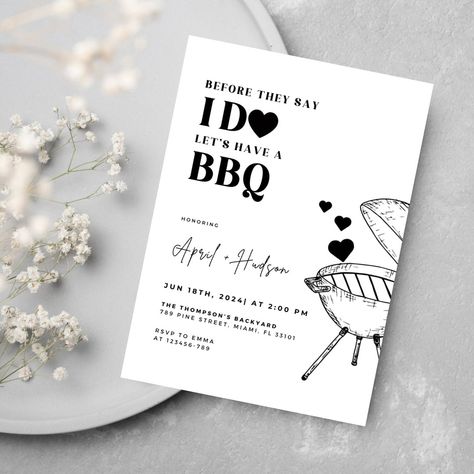 Bbq Before I Do, I Do Bbq Rehearsal Dinner, I Do Bbq Invitation, Bridal Bbq, Bbq Engagement Party Ideas, Cookout Theme, Brews Before I Dos, I Do Barbecue, Engagement Bbq