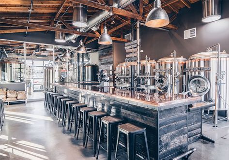 Form & Function: Talking Brewery Architecture with an Architect Brewery Interior Design, Sandbox Ideas, Brewery Interior, Brewery Decor, Brewery Ideas, Wood Connectors, Small Brewery, Brewery Taproom, Brewery Bar