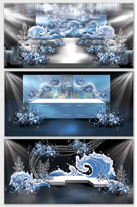 Sea Themed Decor, Ocean Wedding Theme, Ganpati Decoration Theme, Asian Wedding Decor, Chinese Wedding Decor, Creative Backdrops, Wedding Drawing, Ocean Style, Sea Wedding