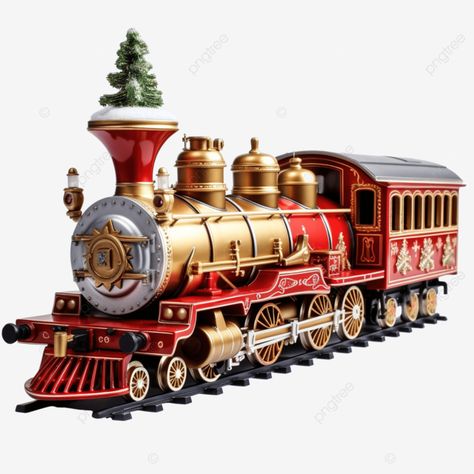 christmas train carries a christmas tree toy locomotive for holiday steam train locomotive old tra Christmas Toy Train, Train Png, Train Locomotive, Wedding Car Decorations, Tree Toy, Car Decorations, Old Train, Christmas Tree Toy, Steam Train