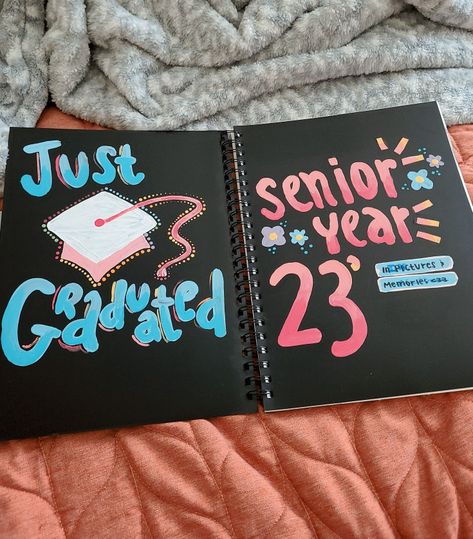 Senior Year Memory Book Scrapbook Pages, Scrapbook Ideas For Seniors, Graduation Scrapbook Ideas Memory Books, High School Scrapbook Cover, Freshman Year Scrapbook Ideas Cover, Scrapbook Outline, Senior Scrapbook Ideas High Schools, Scrapbook Ideas Graduation, Junior Year Scrapbook Ideas