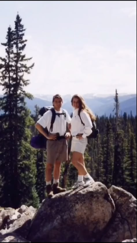 80s Relationship Aesthetic, 90s Granola Aesthetic, 90s Hiking Outfit, Vintage Hiking Aesthetic, 90s Camping Aesthetic, 90s Relationship Aesthetic, Mountain Boy Aesthetic, Vintage Mountain Aesthetic, Hiking Couple Aesthetic