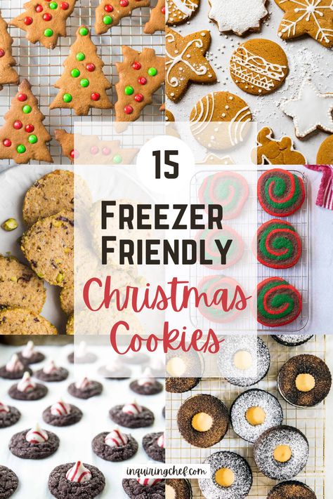 15 Freezer-Friendly Christmas Cookies - Inquiring Chef Freezable Christmas Cookies, Christmas Baking For Kids, Freezable Cookies, Easy Holiday Desserts Christmas, Freezer Cookies, Christmas Recipes For Kids, Lemon Tarts, Holiday Desserts Christmas, Holiday Baking Christmas