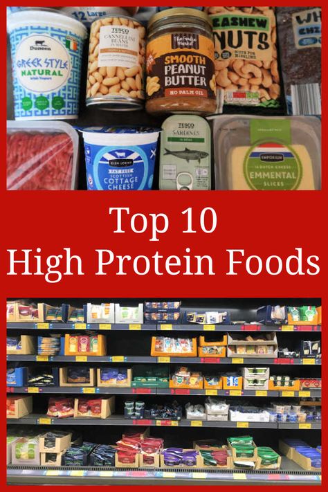 Top 10 High Protein Foods – The best high-protein rich food items to include more of in your diet everyday – with a video of some of the highest protein foods. High Protein Diet For Men, Highest Protein Meat, High Protein Grocery List, Highest Protein Foods, Chemo Food, Protein Bowl, High Protein Foods, Protein Meal Plan, Protein Meats