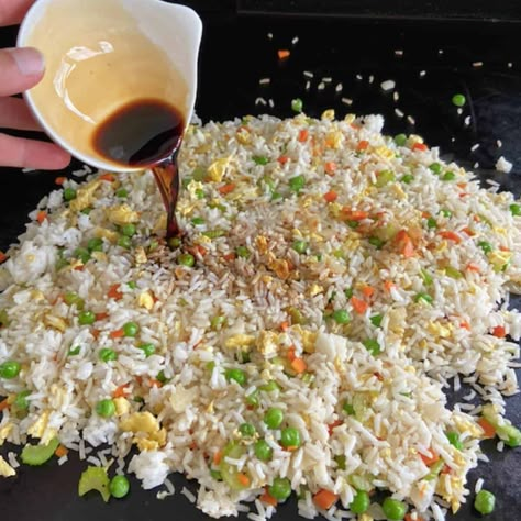 This Blackstone Fried Rice is cooked to perfection on the hot griddle. The recipe is so easy to make and comes together in 20 minutes for the perfect dinner or side dish! Flat Top Fried Rice, Black Stone Fried Rice, Blackstone Chicken Fried Rice, Chicken Fried Rice On Blackstone Griddle, Blackstone Fried Rice, Cooking Fried Rice, Hibachi Fried Rice, Spam Fried Rice, Shrimp Fried Rice Recipe