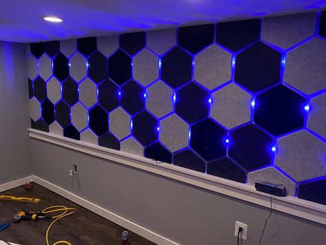 Foam Sound Panels, Hexagon Panel Wall, Foam Sound Panels Design, Home Theater Sound Panels, Sound Proof Wall Panels, Hexagon Acoustic Panels Wall Design, Hexagon Sound Panels, Hexagon Sound Panels Design, Acoustic Panels Wall Design Home Theatre