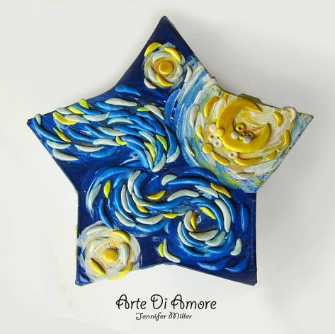 Starry Night Box by ArteDiAmore on DeviantArt Painting Starry Night, Fimo Diy, Polymer Clay Tutorials, Diy Polymer Clay, Clay Box, Kids Art Class, Van Gogh Art, Starry Night Van Gogh, Beautiful Painting