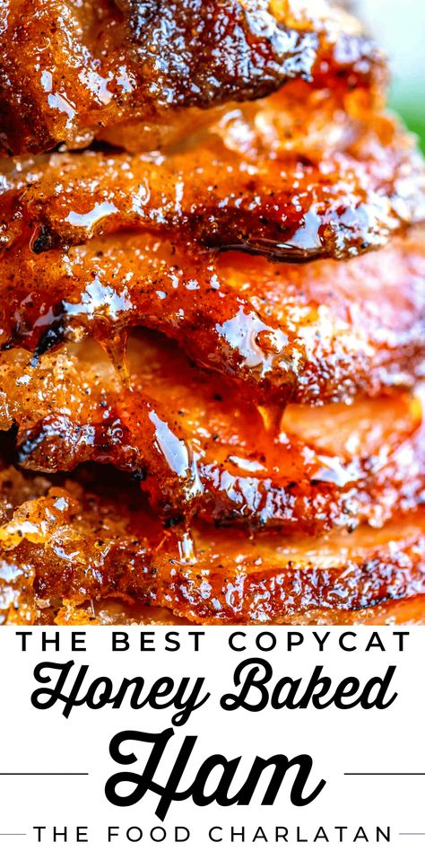 Best Honey Baked Ham Recipe from The Food Charlatan. I am totally obsessed with this ham and its honey baked ham glaze! It is so simple and yet the results are absolutely insane. No wonder people pay $125 for the store-bought version! Cooking a honey baked ham is so satisfying. Instead of just glazing and roasting, we are rubbing it with dry sugar and hitting it with a kitchen torch. The crispy edges of this ham are like candy. Perfect for Thanksgiving, Christmas, Easter, or any holiday! Copycat Honey Baked Ham Recipe, Honey Baked Ham Recipe Copycat, Copycat Honey Baked Ham, Baked Ham Recipe, Honey Baked Ham Recipe, Ham Recipes Baked, The Food Charlatan, Ham Glaze Recipe, Honey Glazed Ham