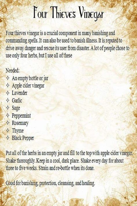 Magickal Goody of the Day for June 6th – Four Thieves Vinegar – Witches Of The Craft® Four Thieves Vinegar, Hoodoo Magic, Pagan Crafts, Magick Spells, Wiccan Spell Book, Witchcraft Spell Books, Witch Craft, Witch Spell, Herbal Magic