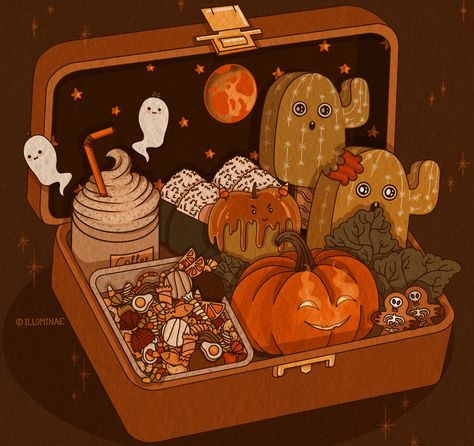 1lluminae on Tumblr/Youtube #art #aesthetic #cottagecore #illustration #kawaii #halloween Spooky Dooky, Spooky Cottagecore, Autumnal Inspiration, Cottagecore Illustration, Halloween Sketches, Halloween Bento, Halloween Cottagecore, Halloween Widget, Goth Academia