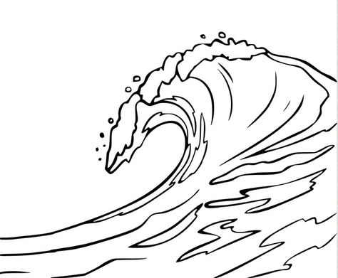 Wave Coloring Page, Ocean Wave Drawing, Under The Sea Drawings, Colouring In Pages, Cartoons Animals, Wave Clipart, Ocean Coloring Pages, Ocean Drawing, Wave Drawing