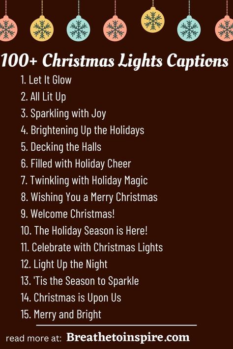 Christmas Lights Sayings, Quotes About Christmas Lights, Merry Christmas Captions Instagram, Christmas Tree Captions For Instagram, Christmas Lights Captions Instagram, Christmas Lights Captions, Christmas Light Quotes, Christmas Tree Captions, Merry Christmas Captions