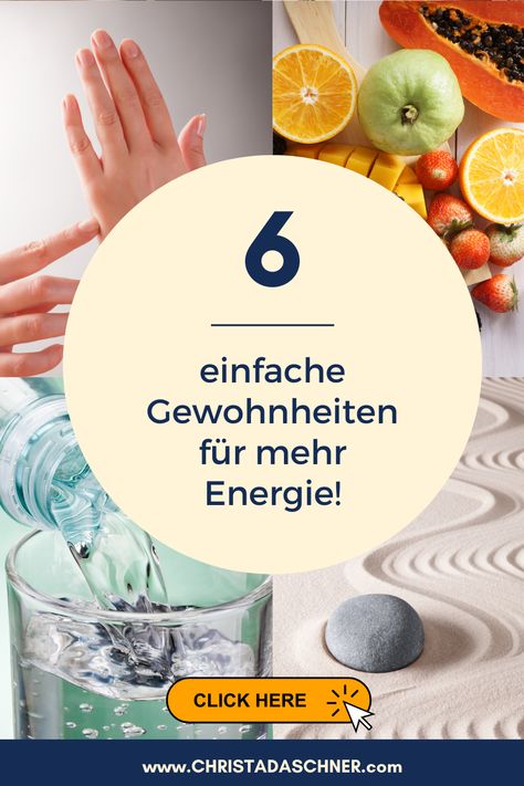 Selbsthilfe im Alltag, um deine Energie wieder aufzuladen. Hole dir mehr Kraft, vor allem wenn du sowieso schon müde und energielos bist. Probiere diese 6 einfachen Gewohnheiten für mehr Energie im Alltag an. Setze sie um. So geht Selbstfürsorge. Health Hacks, Yoga Posen, Cardio Training, Enjoy Life, Better Life, Health Tips, Health, Quick Saves