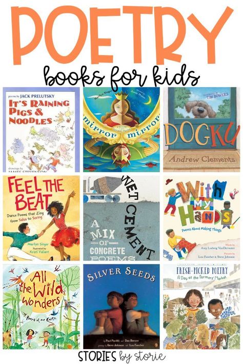 Check out this list of awesome children's poetry books to use during National Poetry Month in the elementary classroom or any time of the year that you teach poetry during readers workshop or writers workshop.  #poetry #teachingpoetry #3rdgrade #thirdgrade #4thgrade #fourthgrade #5thgrade #fifthgrade Poetry Books For Kids, Poetry Tea, Poetry Tea Time, Rhyming Poems, Morning Basket, Haiku Poetry, Children's Library, Childrens Poetry, Poetry For Kids