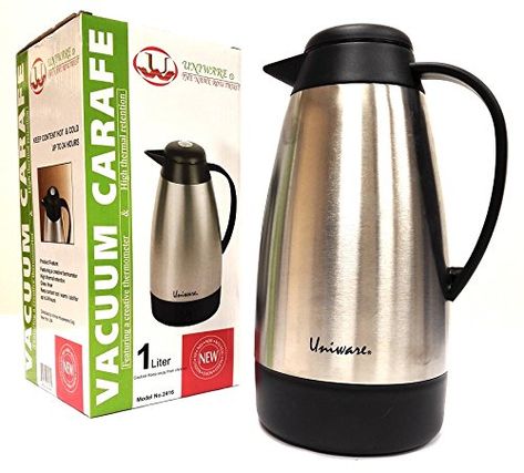 Uniware 1.2 QT Stainless Steel Coffee Carafe with Glass Inner Thermos Coffee Mug, Coffee Flask, Coffee Thermos, Coffee Carafe, Vacuum Cup, Baby Milk, Thermos Bottle, Stainless Steel 304, Vacuum Flask