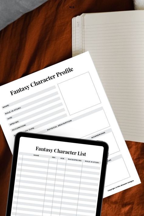 Editable fantasy character profile and digital character worksheet templates. Template Character, Novel Planning, Character Worksheets, Character Details, Workbook Template, Character Profile, Writing Worksheets, Book Writing, Book Writing Tips