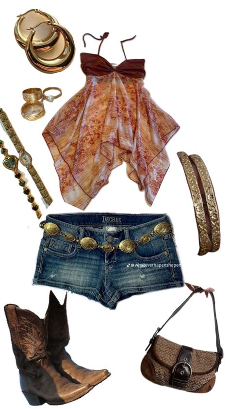 Y2k Western Outfits, 2000s Festival Outfit, 90s Cowgirl Fashion, Vintage Cowgirl Outfits, Y2k Festival Outfit, 2000s Cowgirl, 70s Cowgirl, Cool Cowgirl, Y2k Cowgirl