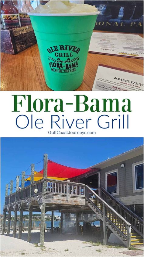 Flora Bama Ole River Grill offers great water views, epic cocktails, and delicious food. Check out photos, the menu, and more. Gulf Shores Restaurants, Flora Bama, Orange Beach Al, Gulf Coast Vacations, Gulf Shores Alabama, Alabama Travel, Florida Travel Guide, Beach Vacay, Gulf Shores