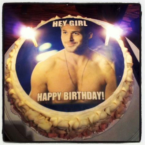 Ryan Gosling Cake     Patty Cakes by Meghan Ryan Gosling Birthday, Hey Girl Happy Birthday, Husband Appreciation, Райан Гослинг, Weird Quotes Funny, Birthday Planning, Ryan Gosling, Fb Memes, Hey Girl