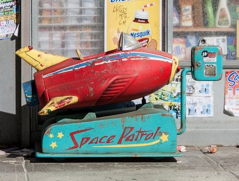 space shuttle coin operated kiddie ride | rocket ride Rocket Ride, Kiddie Rides, Riding Toys, Space Toys, Parc D'attraction, Coin Operated, Pedal Cars, Vintage Space, Tin Toys