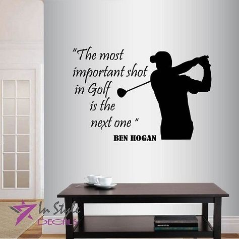 Golf Inspiration Quotes, Golf Workout, Golf Room, Golf Decor, Golf Quotes, Golf Player, Wall Vinyl, Mural Design, Golf Accessories