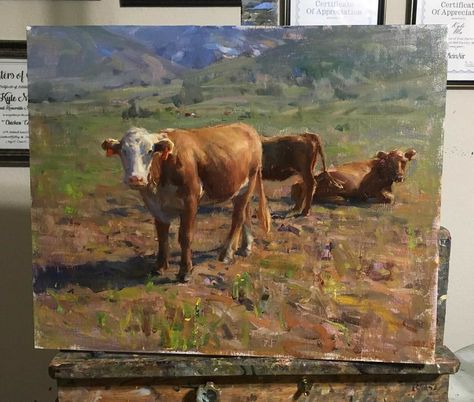 Cow Photography, Farm Paintings, Wildlife Paintings, Crested Butte, Cow Painting, Cowboy Art, Cow Art, Plein Air Paintings, Amazing Art Painting