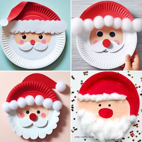 Paper Plate Santa Craft 🎅 ✨... - Arty Crafty Kids Paper Plate Santa Craft, Paper Plate Santa, Santa Kids Crafts, Christmas Crafts Diy Decoration, Santa Craft, Christmas Diy Kids, Paper Plate Crafts For Kids, K Crafts, Christmas Crafty