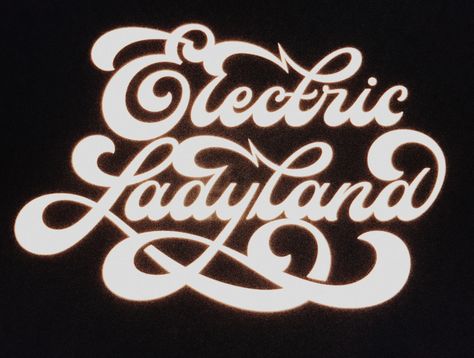 Electric Ladyland, Longboard Design, Script Text, Type Inspiration, 70s Vibes, Types Of Lettering, Script Lettering, Title Card, Vintage Graphic Design