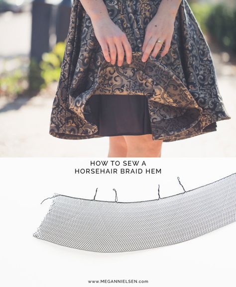 megan nielsen design diary: Tutorial // How to sew a horsehair braid hem Horsehair Braid Hem, Horse Hair Braiding, Horsehair Braid, Sewing Hems, Beginner Sewing Projects Easy, Couture Sewing, Sewing Projects For Beginners, Sewing Skills, Sewing For Beginners