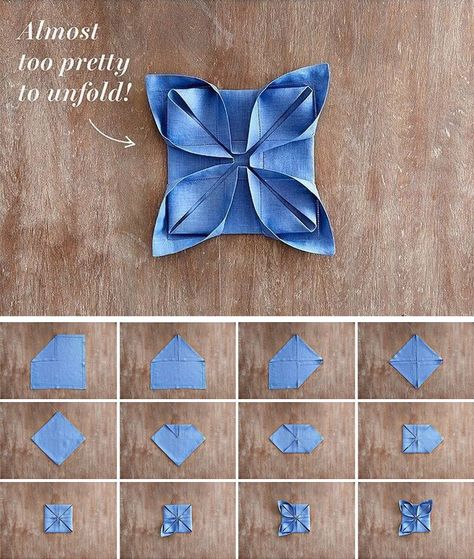 Fancy Napkin Folding, Paper Napkin Folding, قلادات متدلية, Geometric Origami, Fabric Origami, How To Fold Towels, Folded Fabric, Origami Paper Art, Quilted Ornaments