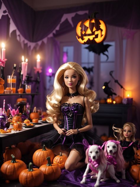 Fall Barbie, Witch Barbie, Barbie Posters, Barbie Mood, Funny Barbie, Barbie Witch, Halloween Barbie, Girly Crafts, Halloween Dollhouse