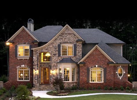 <3 Brick Suburban House, Brick House Designs, Modern Architecture Building, Suburban House, Traditional Houses, Two Story Homes, House 2, Brick House, Large Homes