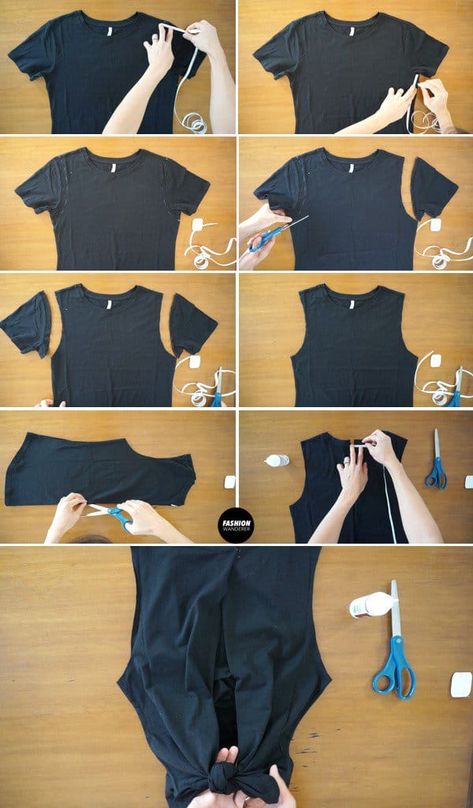 Diy Clothes Ideas, Diy Cut Shirts, Diy Clothes Refashion, Upcycle Clothes Diy, Diy Clothes Videos, Tshirt Refashion, Diy Vetement, Shirt Diy, T-shirt Refashion