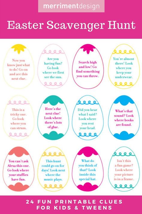 Easy Easter Scavenger Hunt, Printable Easter Scavenger Hunt Clues, Free Easter Egg Hunt Clues, Easter Egg Clues Free Printable, Free Easter Activities For Elementary School, Easter Morning Scavenger Hunt, Easter Clues For Older Kids, Easter Egg Hunt Riddles For Kids, Easter Basket Treasure Hunt Clues