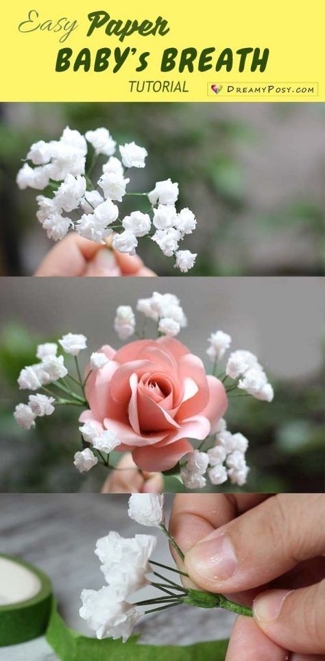 Diy Fleur, Breath Flowers, Diy Flores, Fleurs Diy, Easy Paper Flowers, Paper Flower Crafts, How To Make Paper Flowers, Crepe Paper Flowers, Paper Flower Bouquet