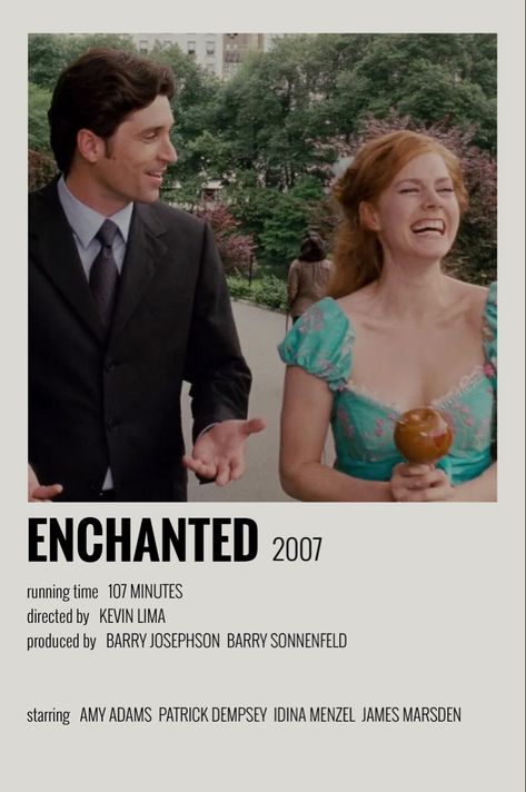 Enchanted 2007, Enchanted Movie, Tinkerbell Movies, Romance Movie Poster, Polaroid Movie Poster, Movie Character Posters, Romcom Movies, Movie Hacks, Iconic Movie Posters