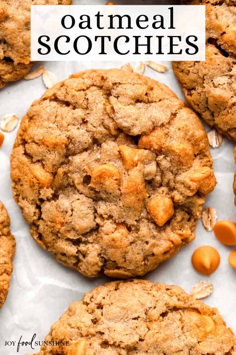 Oatmeal Butterscotch Cookies (Scotchies) Cookie Recipes High Altitude, Butterscotch Cookies Recipes, Oatmeal Butterscotch, Oatmeal Scotchies, Oatmeal Butterscotch Cookies, Christmas Cookie Recipes Holiday, Giant Chocolate Chip Cookie, Butterscotch Cookies, Best Christmas Cookie Recipe