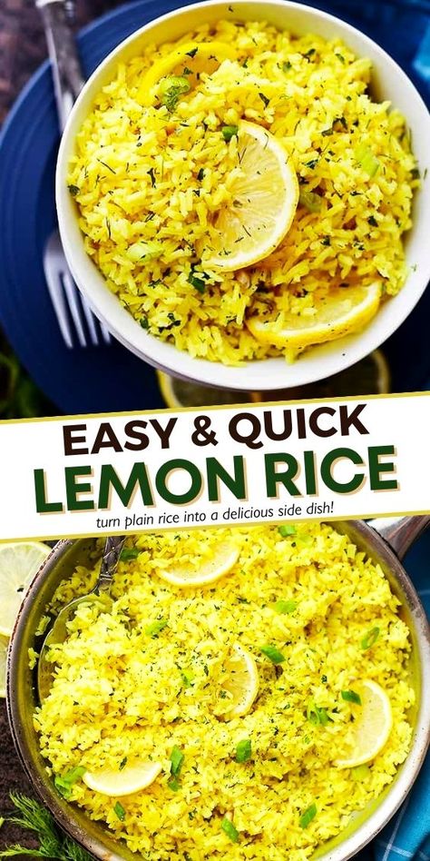 Basmati Rice Recipes Easy, Easy Lemon Rice, Chickpea And Rice, Lemon Rice Recipe, Leftover Rice Recipes, Greek Lemon Rice, Basmati Rice Recipes, Rice Side Dish Recipes, Rice Side