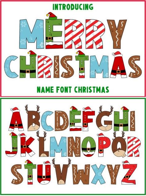 Christmas Font Christmas Stocking Design Ideas, Christmas Lettering Fonts, Christmas Lettering Alphabet, Christmas Alphabet Letters Printable, Christmas Letters Alphabet, Christmas Letter Ideas, Christmas Fonts Alphabet, Merry Christmas Lettering, Alphabet Christmas