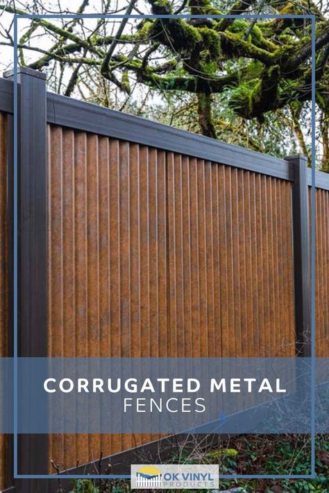 NA Metal Fence Panels Ideas, Metal Panel Fence Ideas, Pvc Fencing Ideas, Outdoor Fencing Ideas, Corrugated Fence Ideas, Painting Corrugated Metal, Modern Fencing Ideas, Patio Fencing Ideas, Galvanized Fence Ideas