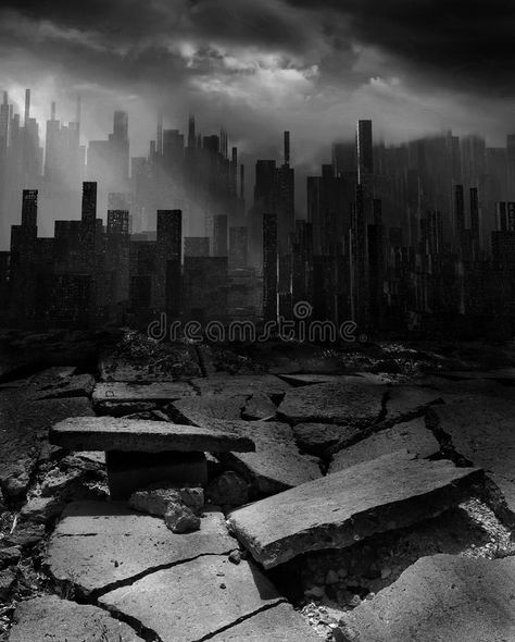 City Destroyed Art, Destroyed City Drawing Reference, Destroyed City Aesthetic, Destroyed City Art, Destroyed City Drawing, Destroyed City Background, Destruction Aesthetic, Destroyed City, Broken City