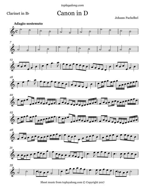 Pachelbel - Canon in D Canon In D Violin Sheet Music, Clarinet Sheet Music Classical, B Flat Clarinet Sheet Music, Bb Clarinet Sheet Music, Piano Sheet Music Beginners, Akordy Gitarowe, Canon In D, Trumpet Sheet Music, Trumpet Music