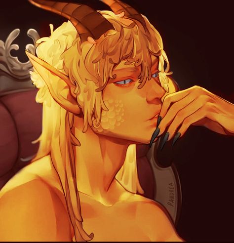 Half Elf Dragonborn, Character With Horns Male, Dragonborn Oc Dnd, Gold Dragon Human Form, Faun Oc Male, Yellow Tiefling Male, Dnd Dragon Human Form, Yellow Teifling, Male Tiefling Oc