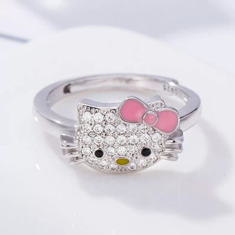 Super Cute Hello Kitty Ring Hello Kitty Ring, Hello Kitty Wedding, Dimond Ring, Quinceanera Jewelry, Cute Promise Rings, Hello Kitty Jewelry, Cute Hello Kitty, White Opal Ring, Bow Women