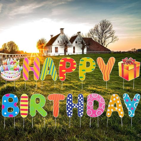 Happy Birthday Yard Signs, Birthday Yard Signs, Birthday Letters, Birthday Wishes Cards, Number Stickers, Birthday Surprise Party, Yard Sign, Birthday Sign, Birthday Surprise