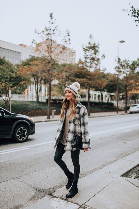 Outfits For Winter Casual, Madewell Leather Jacket, Shacket Outfit Women, Neutral Winter Outfit, Modest Winter Outfits, Winter Outfits For Women, Lauren Kay Sims, Shacket Outfit, Puffer Jacket Outfit