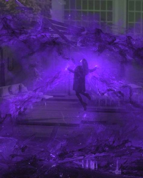 Chaos Magic Purple, Healing Superpower Aesthetic, Dark Purple Magic Aesthetic, Magic Power Aesthetic, Electric Powers Aesthetic, Purple Energy Powers, Purple Shadow Aesthetic, Wanda Powers Purple, Black Hole Character Design