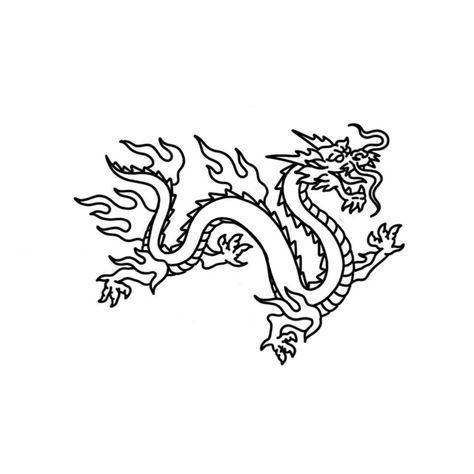 Chinese Dragon Simple, Dragon Drawing Simple, Simple Dragon Tattoo, Simple Dragon Drawing, Dragon Tattoo Simple, Tattoo Learning, Dragon Tattoo Outline, Dragon Outline, Traditional Japanese Dragon