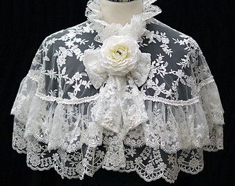 okay, so not very punk...Lace Capelet, Elegant Lace Cape in White, Lolita & Gothic day out Lace Capelet, Detail Couture, Gothic Mode, Lace Cape, Frou Frou, 가을 패션, Fantasy Clothing, Fantasy Fashion, Mode Vintage